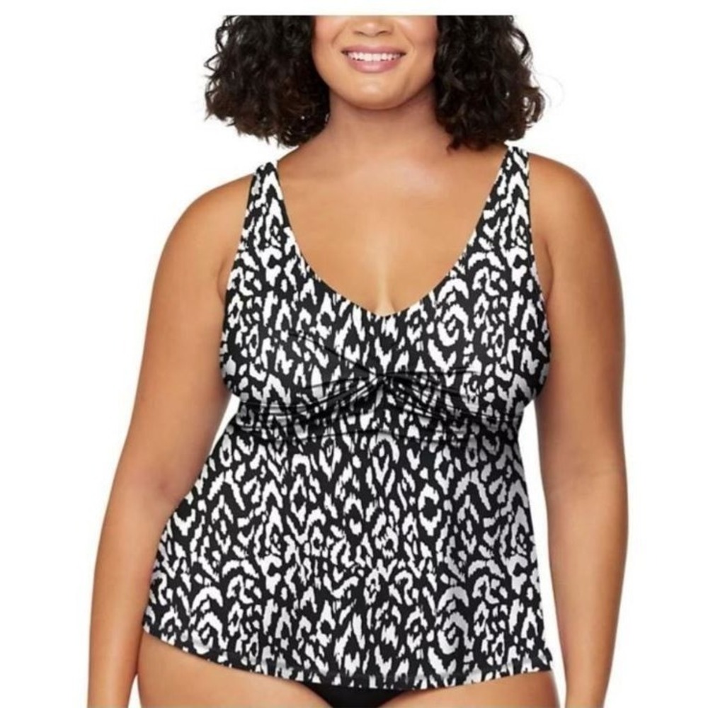 Island Waves Women's Monterey Printed Underwire Tankini in Black & White‎ 16W